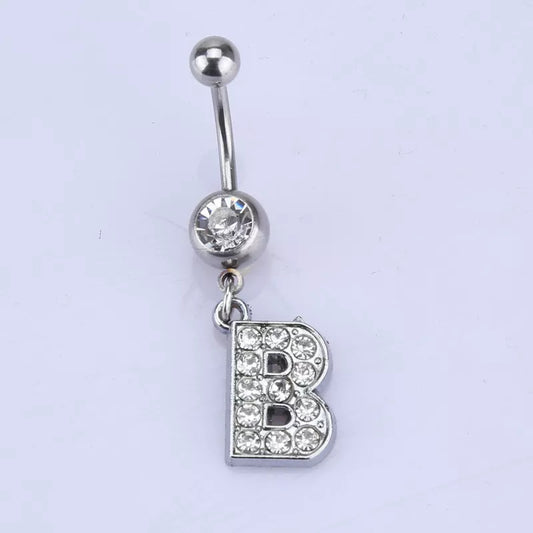 Personalized Elegance: Alphabet Letter Belly Button Rings for Navel and Ear Piercings – Unique Body Jewelry