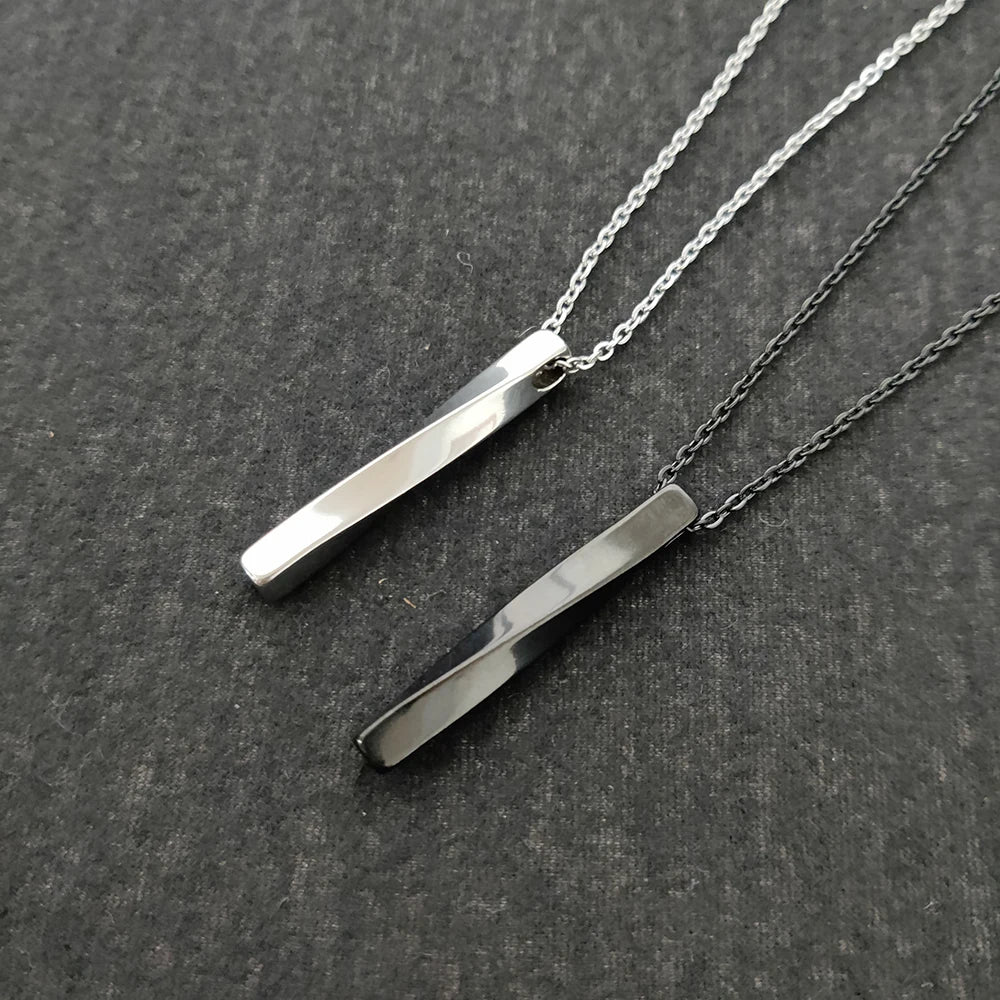 Black Rectangle Pendant Men's Stainless Steel Necklace