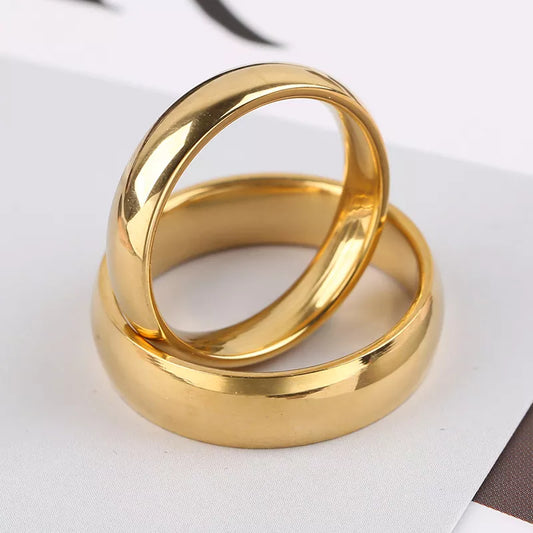 Exquisite Fashion Wedding Ring - Simple Gold Plated Glossy Design, Womens Ring and Men's Ring - Gold, Rose Gold, or Silver