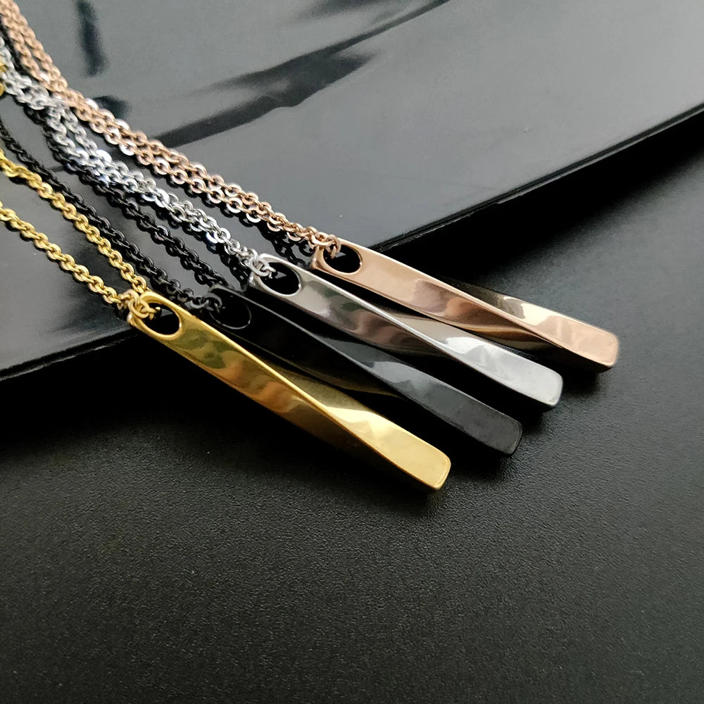 Black Rectangle Pendant Men's Stainless Steel Necklace