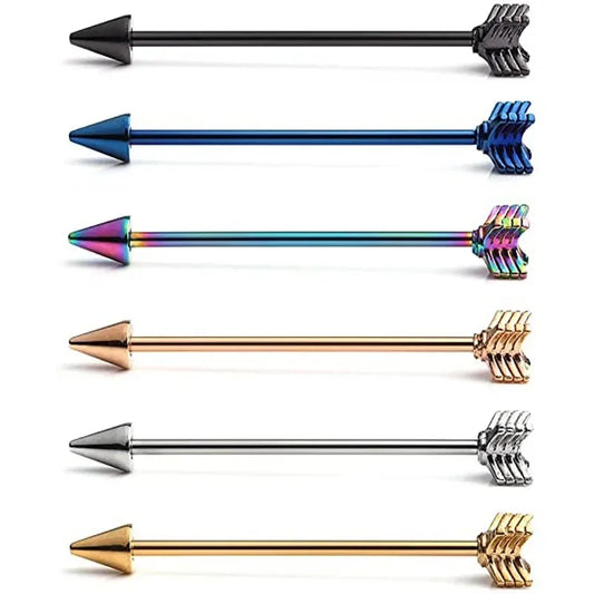 Surgical Steel Arrow Design Cartilage Earring – Versatile Arrow Industrial Barbell for Men and Women, Multi-Use Body Earring Barbell Body Jewelry