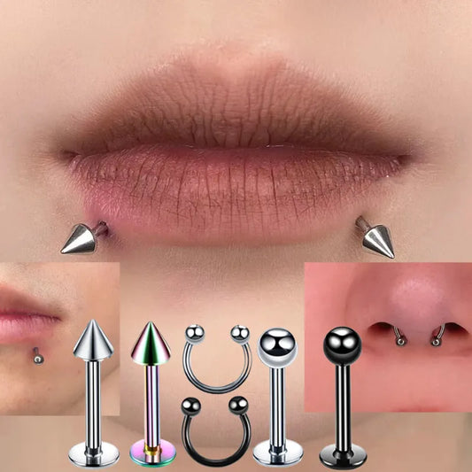 New Stainless Steel Piercing Jewelry Set – Eyebrow, Lip, Nose Rings for Body Piercing, Versatile Body Jewelry for Women and Men