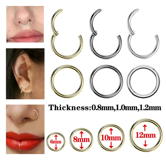 Surgical Steel Small Nose Rings – Body Clips Hoop in 16G, 18G, 20G for Tragus, Septum, Cartilage Piercing Jewelry, Ideal Gift for Women, Men, and Girls