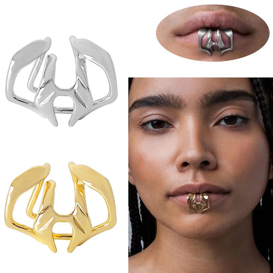 Holeless False Lip Jewelry – Fake Piercing Lip Ring for Women and Men, Punk Body Jewelry, Lip Clip Puncture Fashion Statement